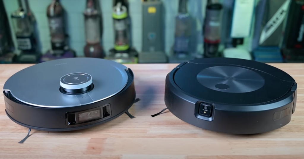 Ecovacs Deebot X1 Omni vs iRobot Roomba Combo j7 plus robots side-by-side