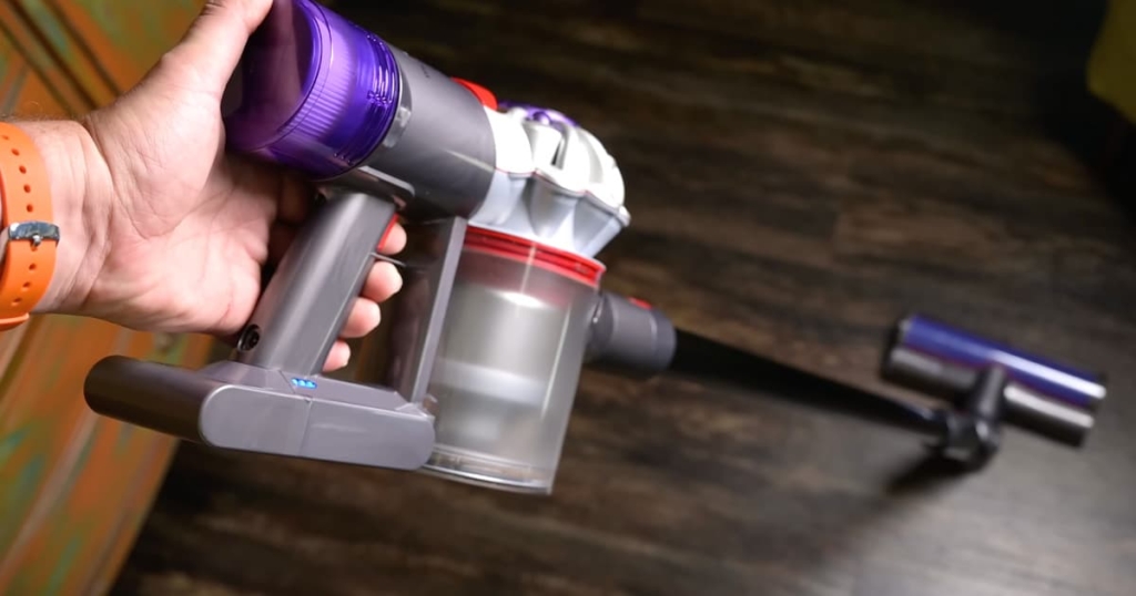 Vacuuming Hard Flooring with the Dyson V8 Cordless Stick Vacuum