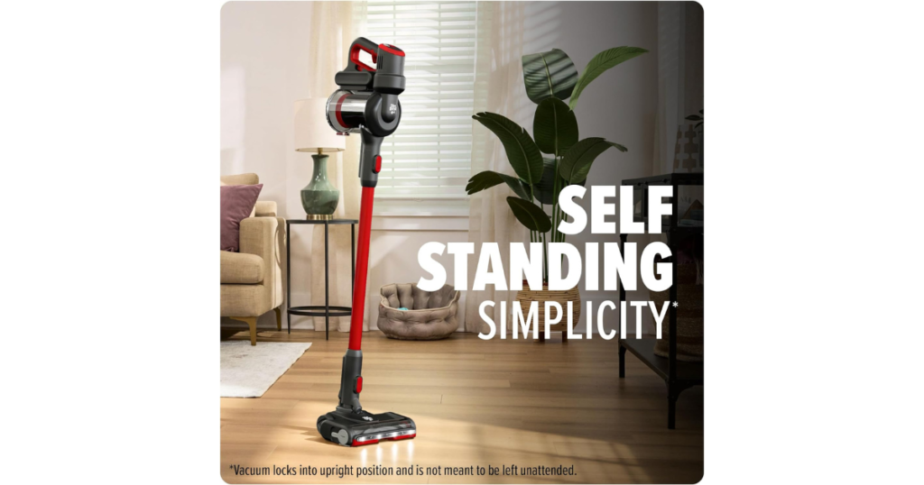 Dirt Devil Standing Cordless Stick Vacuum -Self Standing in a Home