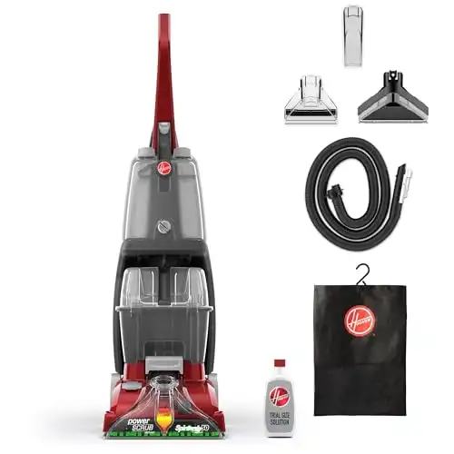 Hoover PowerScrub Deluxe Carpet Cleaner Machine, for Carpet and Upholstery, Deep Cleaning Carpet Shampooer, Carpet Deodorizer and Pet Stain Remover, FH50150NC, Red