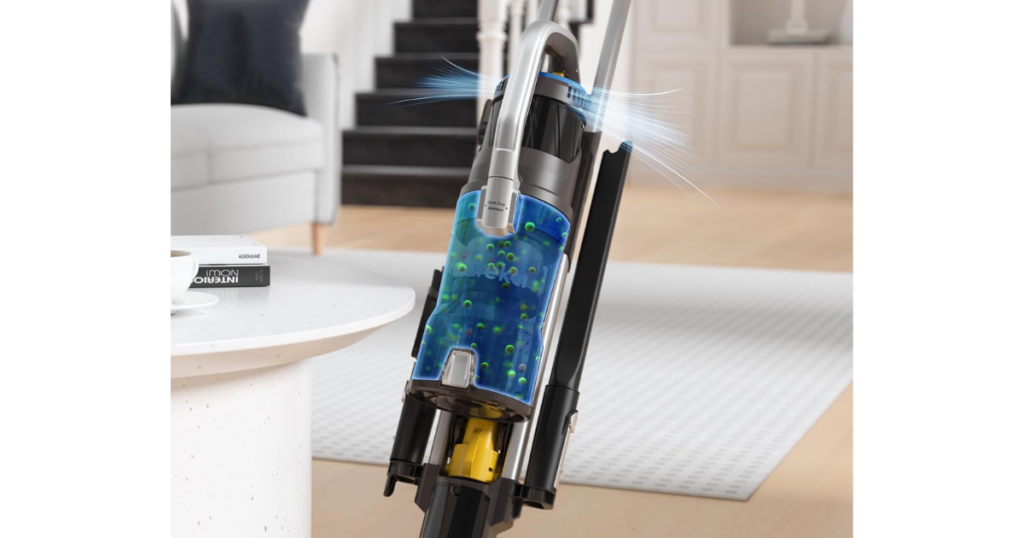 HEPA filtration on the Eureka OmniVerse upright vacuum.