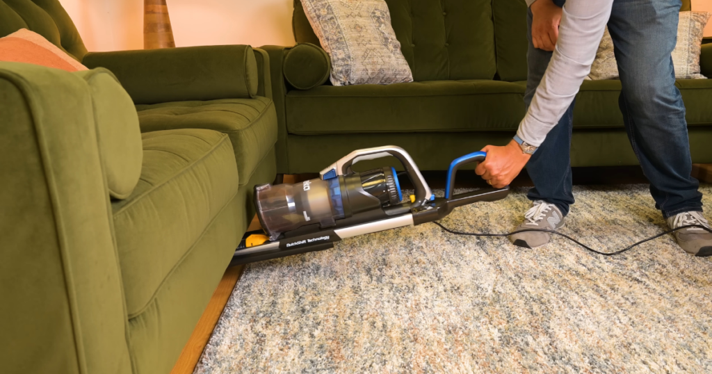 Eureka Quickshift Omniverse Upright Vacuum's ability to clean under low-profile furniture ©Vacuum Wars