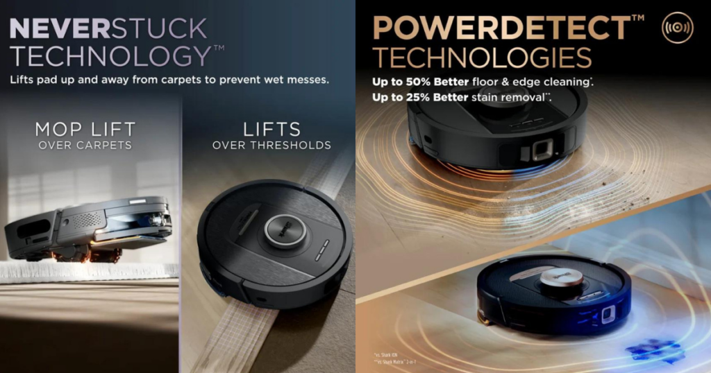 Shark PowerDetect Robot Vacuum's NeverStuck & PowerDetect Technologies