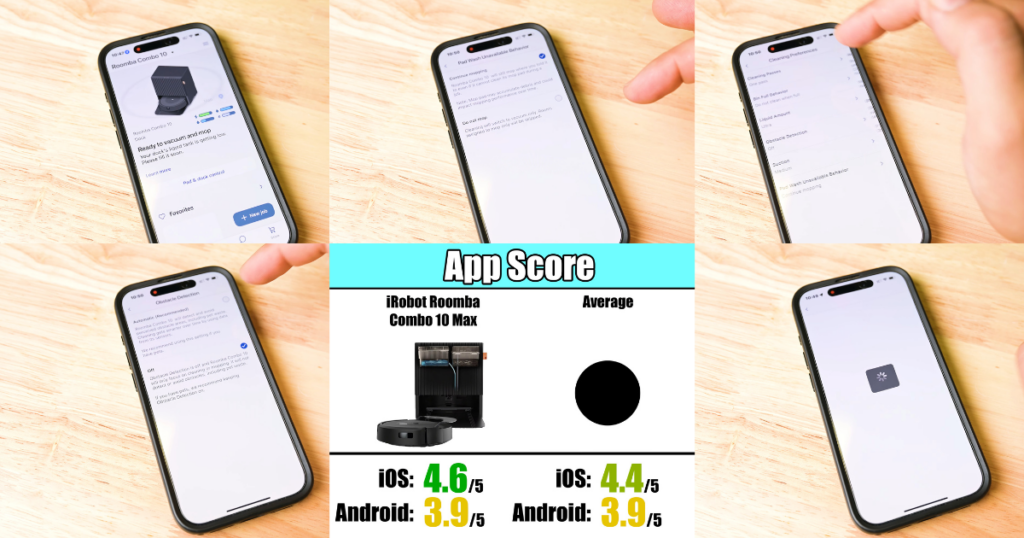 iRobot Combo 10 Max Robot Vacuum and Mop's app seems limited compared to many current robot vacuum apps. ©Vacuum Wars
