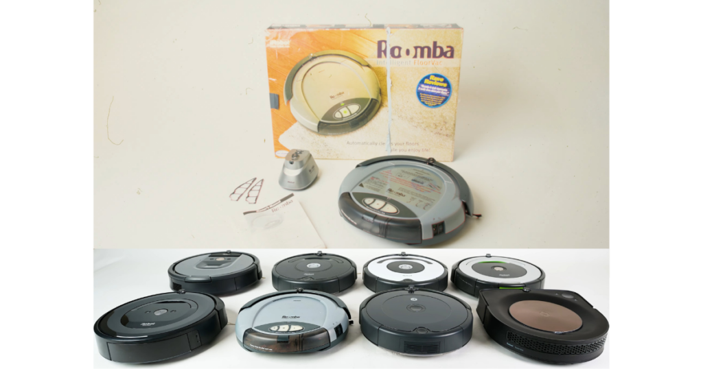 iRobot's first Roomba robot vacuum and lineup of its successors ©Vacuum Wars