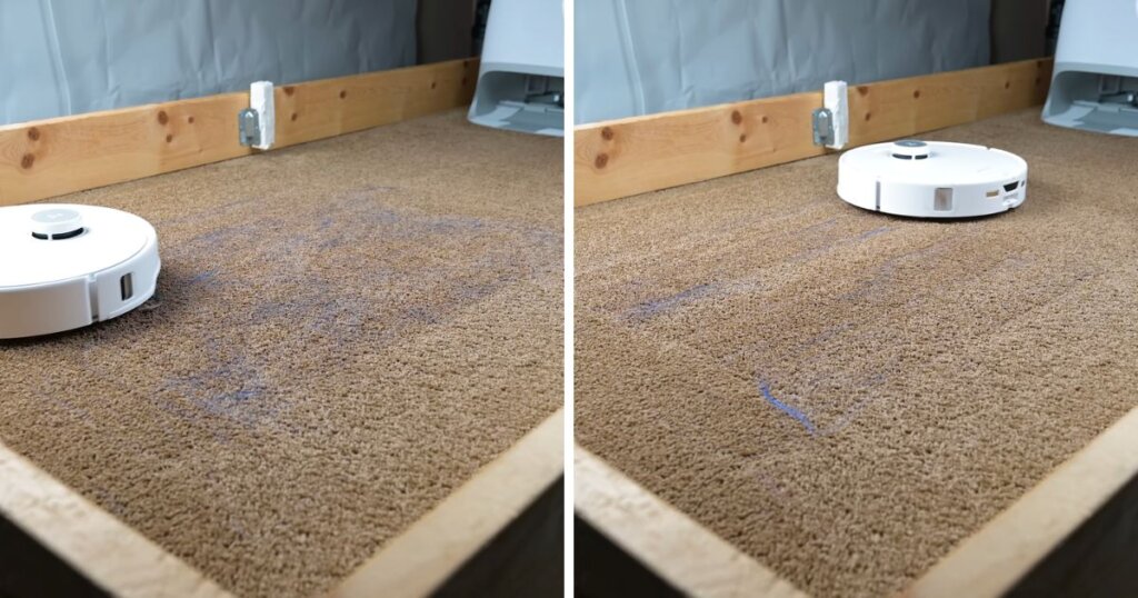 Side-by-side test images of airflow and pressure measurements being taken from the Roborock QRevo Curv using digital instruments.