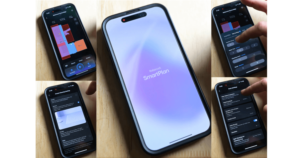 Using the Roborock app on our smartphone.