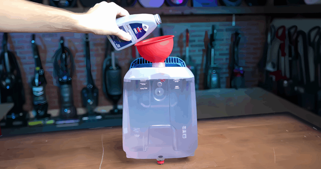 Adding Shampoo to a carpet cleaner water tank