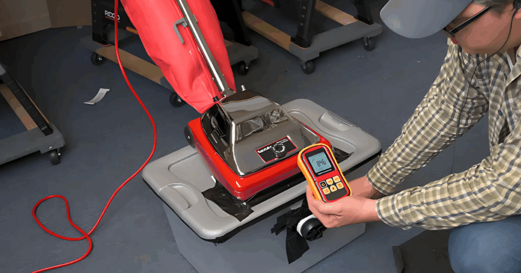 Measuring Airflow of the Sanitaire Tradition Upright Vacuum Cleaner at the Vacuum Wars Studio
