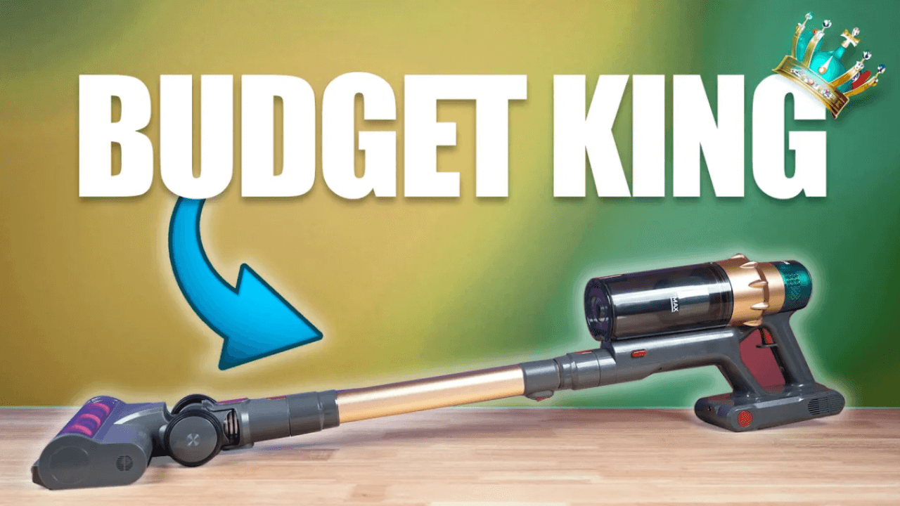 Smoture Cordless Vacuum with "Budget King" over top