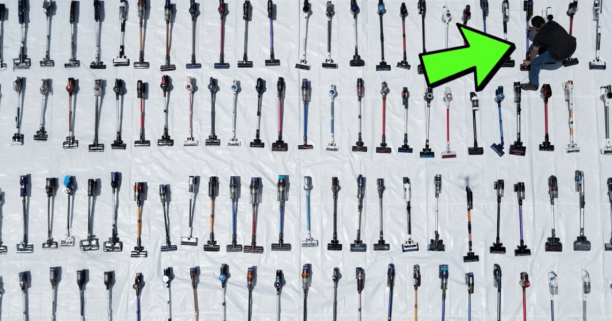 An overhead image of close to 100 cordless vacuums, owned and reviewed by Vacuum Wars.