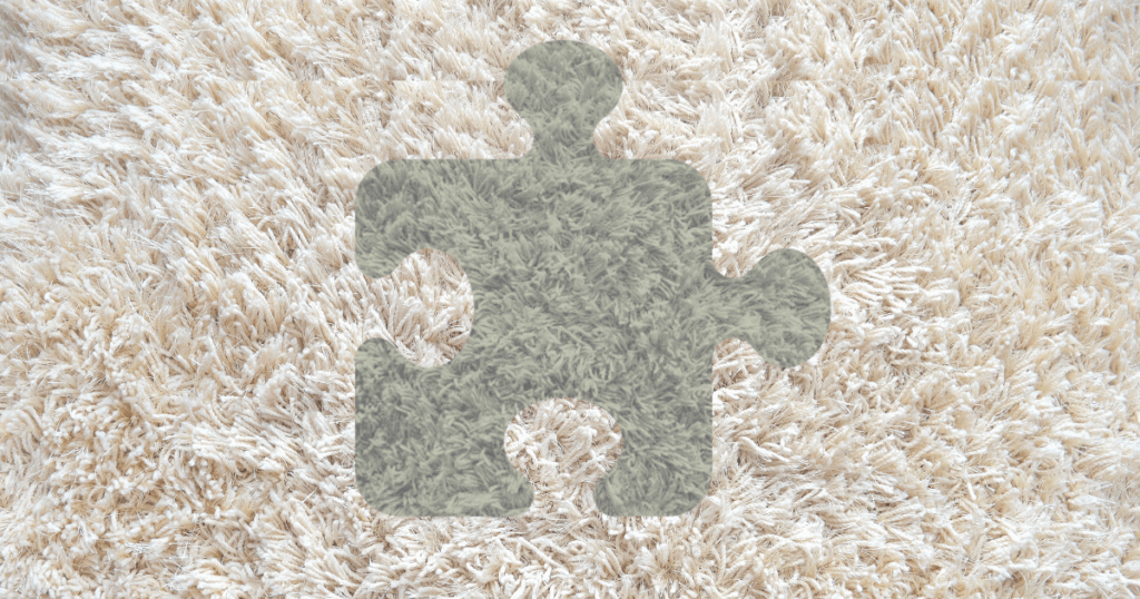 carpet stain the shape of a puzzle piece.
