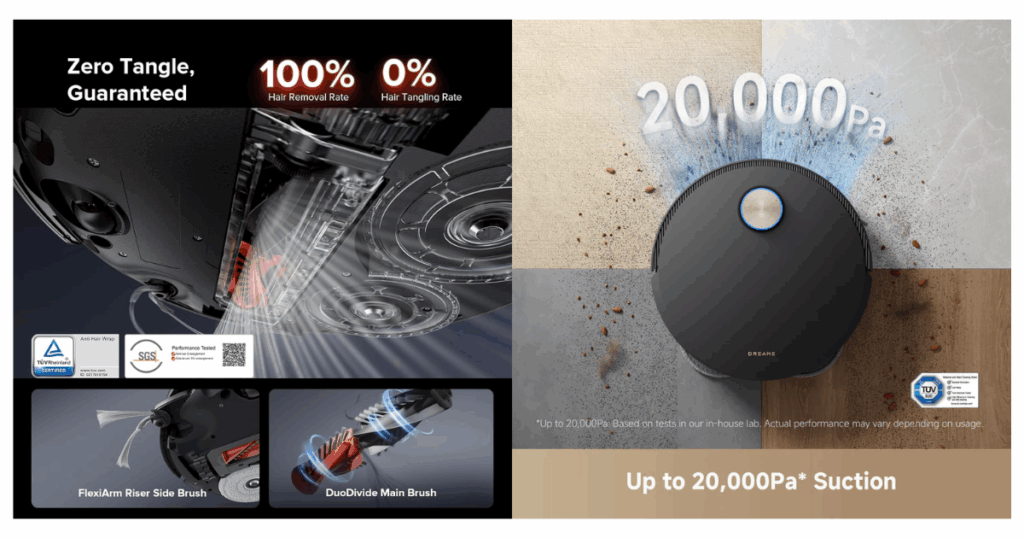 Both the Roborock Saros 10R and the Dreame X50 are powerful robots that require 6400 mAh batteries 