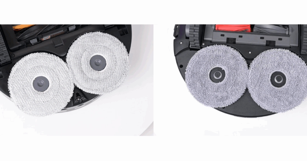 The Dreame X50 and the Roborock Saros 10R have similar spinning mop pads with one pad that extends for edge cleaning 