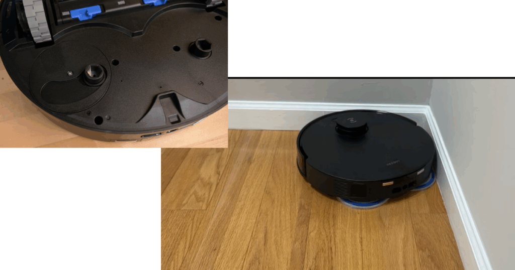 The Ecovacs T30S has an extending mop pad that allows it to better reach edges 
