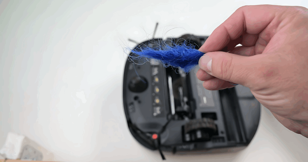 On our 7 inch hair tangle test, the Eufy E28 produced dense hair "cigars"