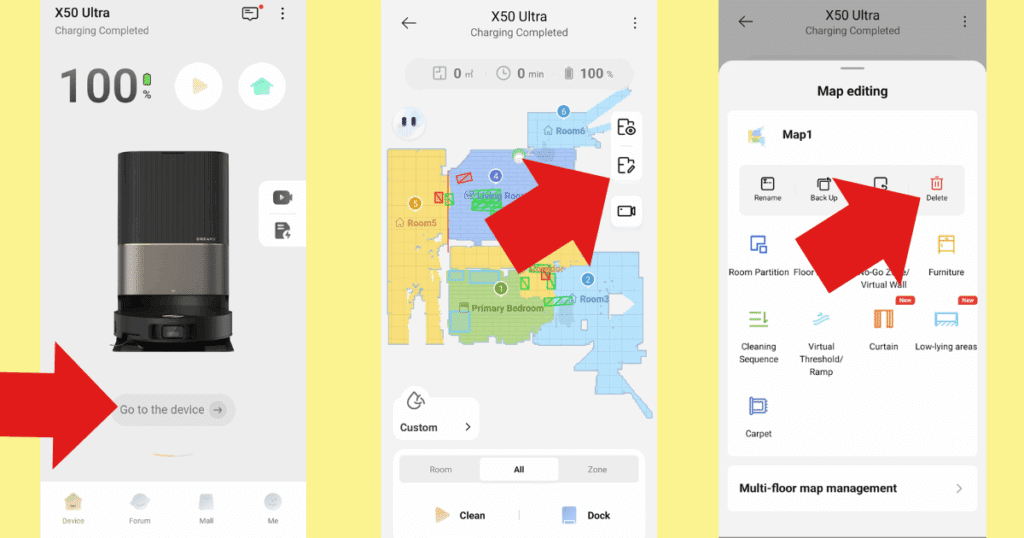 You can delete the map from the Dreame X50 app and remap your home, which can solve some persistent mapping bugs