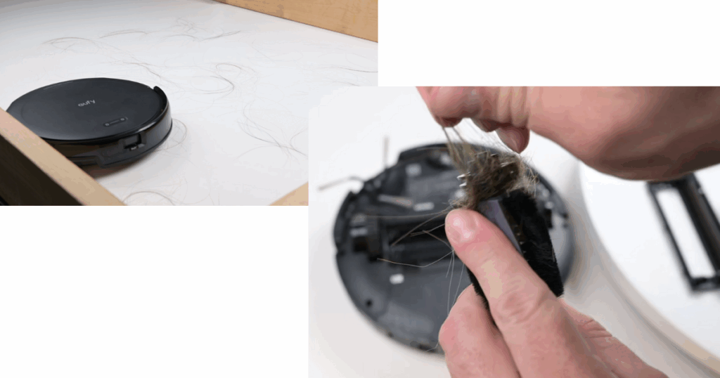 The Eufy C10 scored a near-average 37% hair tangles in our 7 inch hair tangle test 