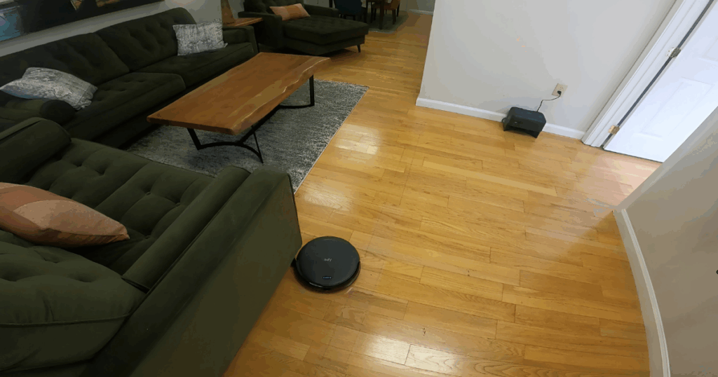 The Eufy C10 took around the average amount of time (58 minutes to the average of 60) to clean our floor plan