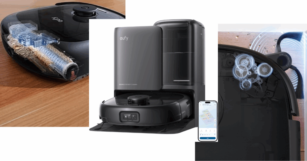 The Eufy E25 has a self-cleaning mop and extending side brush