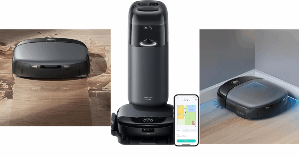 The Eufy S1 Omni has a roller mop and two fixed side brushes