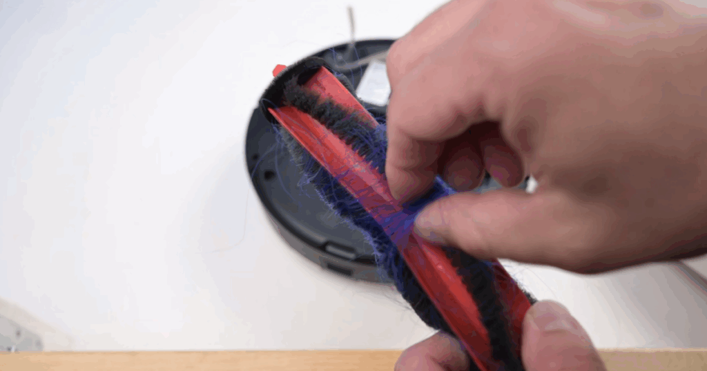The Roborock Q7 M5 had wrapped 43% of the hair in our 7 inch hair test, worse than the average of 38%
