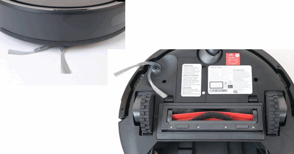 The Roborock Q7 M5 has a fixed side brush and a single bristle brush with an anti-tangle system in the housing