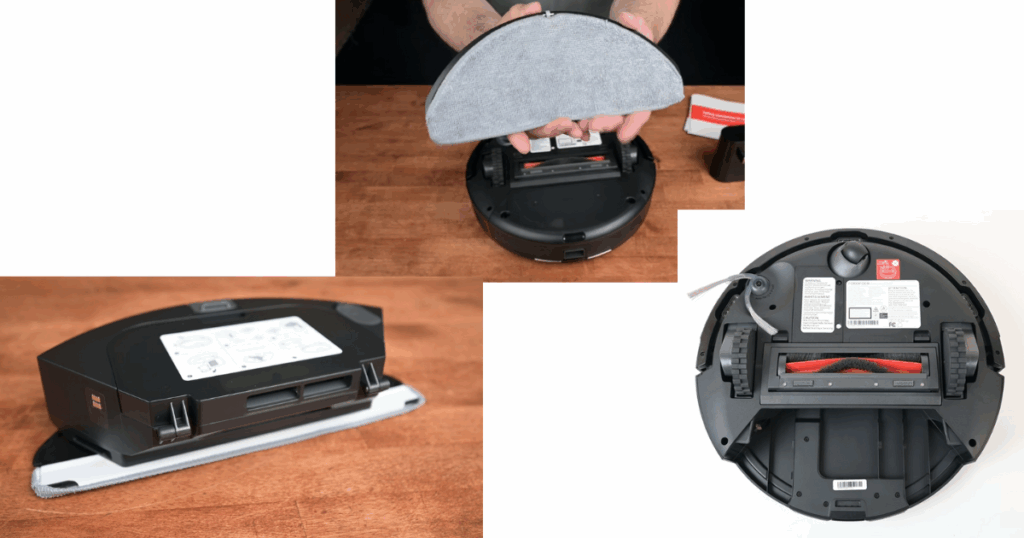 The mopping system is made up of a detachable mop pad with an electronically controlled water tank