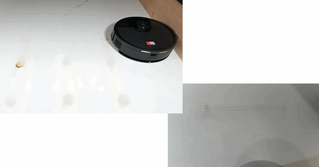 The Roborock Q7 M5 did well with our dried stain test, but at the expense of a lot of water left behind, which leads to streaking