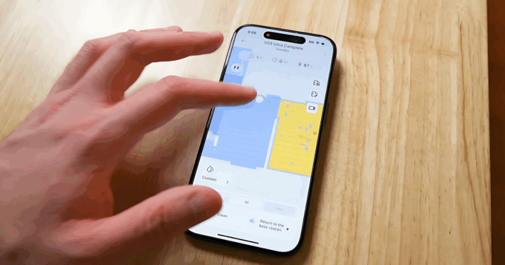 MOVA app offers intuitive controls, advanced customization, and smart features like pet monitoring and voice assistant.