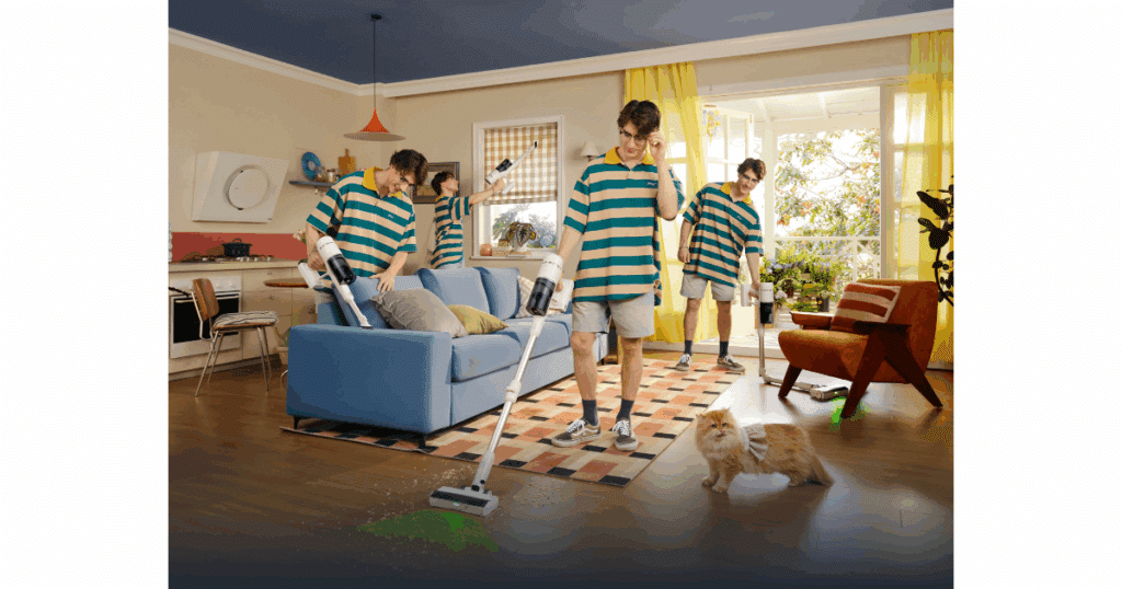 Roborock H60 cordless stick vacuum with bendable wand and green light dust detection