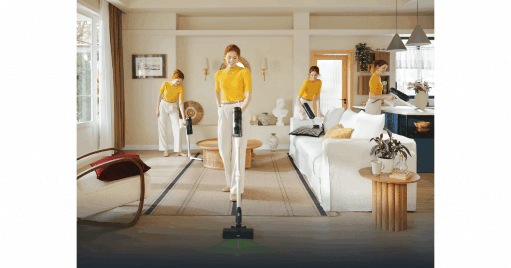 Roborock H60 Pro cordless stick vacuum with bendable wand and green light dust detection