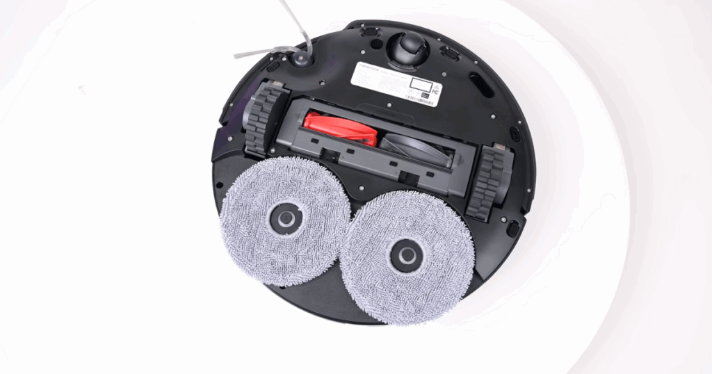 The Roborock Saros 10R uses a spinning dual-pad mopping system