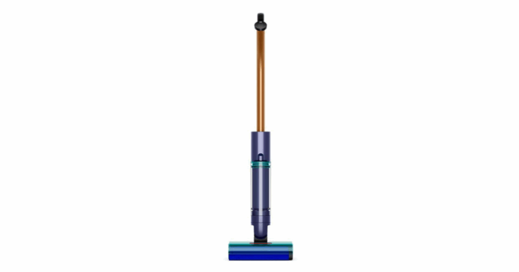 Dyson Clean+Wash Hygiene wet and dry floor cleaner with self-cleaning roller, filter-free design, and compact 3.8kg body for hygienic hard floor cleaning.