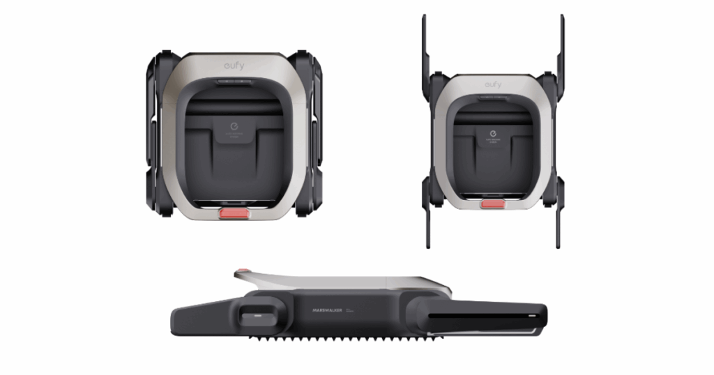 Eufy MarsWalker stair-climbing platform with four adaptive arms and track-drive system to carry robot vacuums between floors.