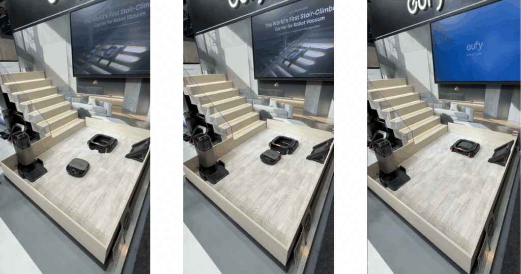 The Eufy S2 backs into the MarsWalker the same way it would back into its docking station. IFA 2025 demo. © Vacuum Wars