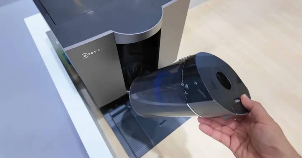 Ecovacs Deebot X11 Omni Cyclone with a removable bagless dust bin shown at IFA 2025.
