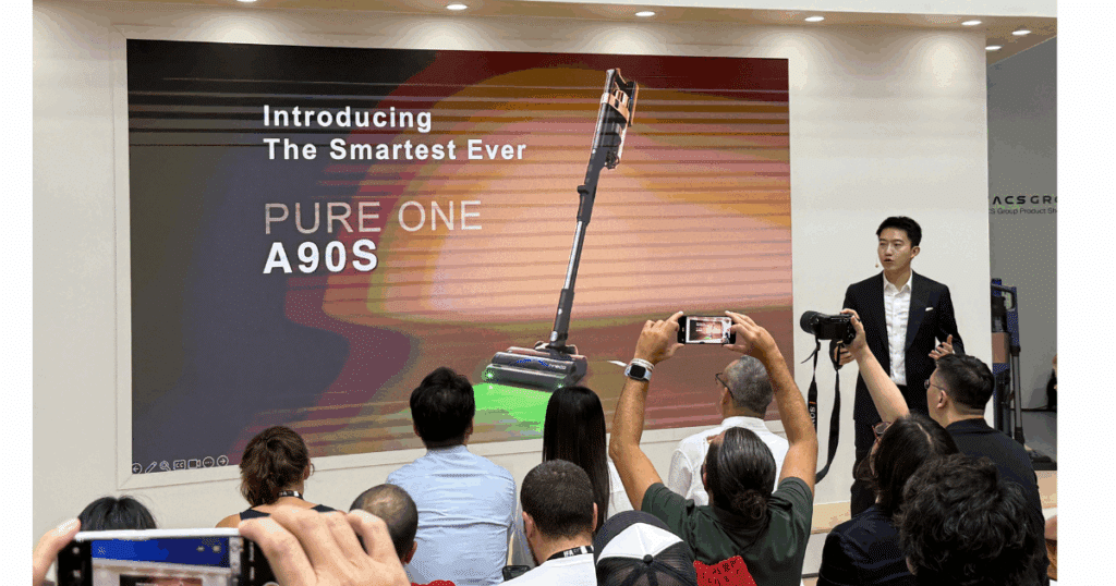 Tineco Pure One A90S cordless vacuum featuring floor type smart detection, SmartLift, wide-angle headlight, and Smart Maintenance.