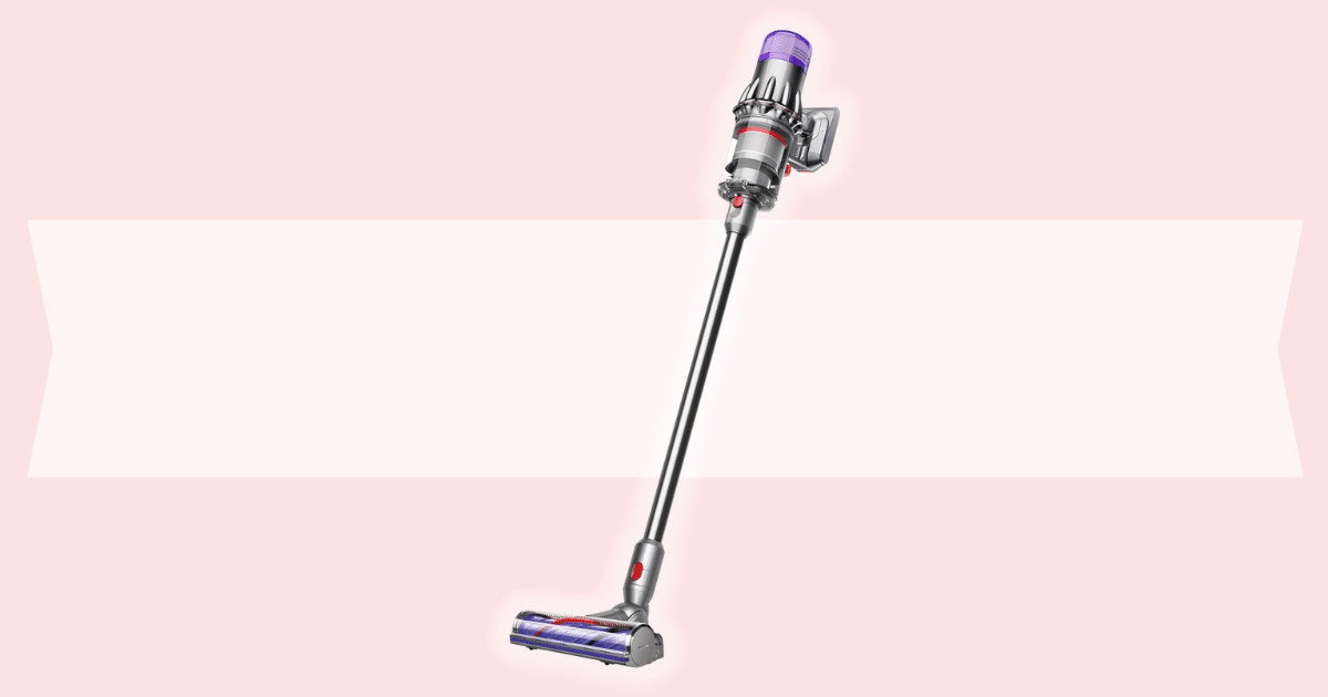 Dyson V9 Motorbar cordless vacuum with Hyperdymium motor and Motorbar cleaner head shown on hardwood floor for multi-surface cleaning.