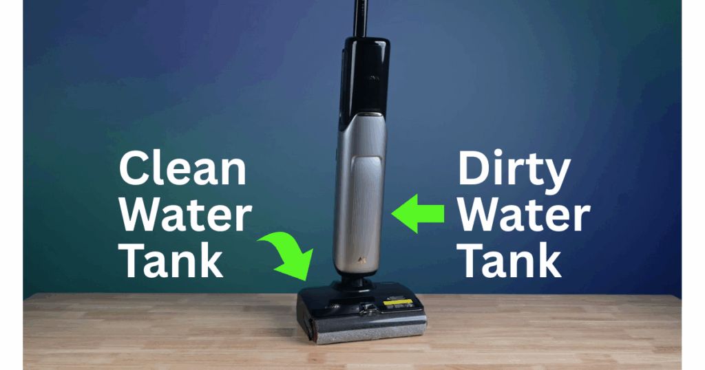 Hard Floor Cleaner Clean and Dirty Water Tanks | Vacuum Wars A card floor cleaner system with clean and dirty water tanks.