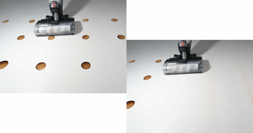 Hard Floor Cleaner Stain Reduction Test | Vacuum Wars Alt text: “Before and after cleaning stains during hard floor cleaner test.