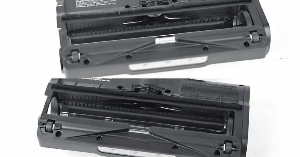 Close-up of the Levoit LVAC-200 and LVAC-300 vacuum floorheads featuring active hair removal systems that prevent hair from wrapping around the brushroll.
