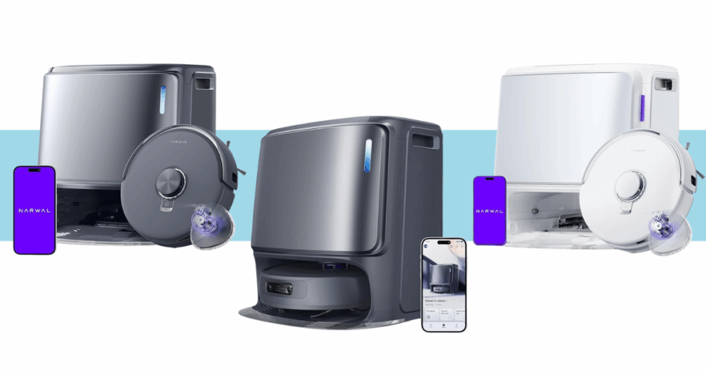Narwal's Freo Z lineup is pictured with the Freo Z10 Ultra (left), the Freo Z Ultra (middle), and the Freo Z10 (right)