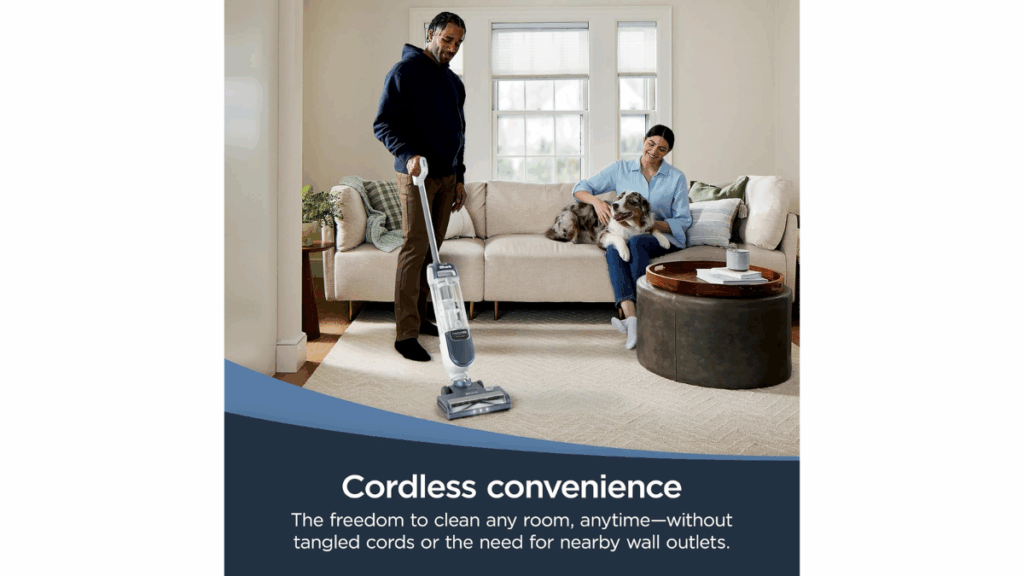 Users vacuuming with the Shark Freestyle Max in a home setting