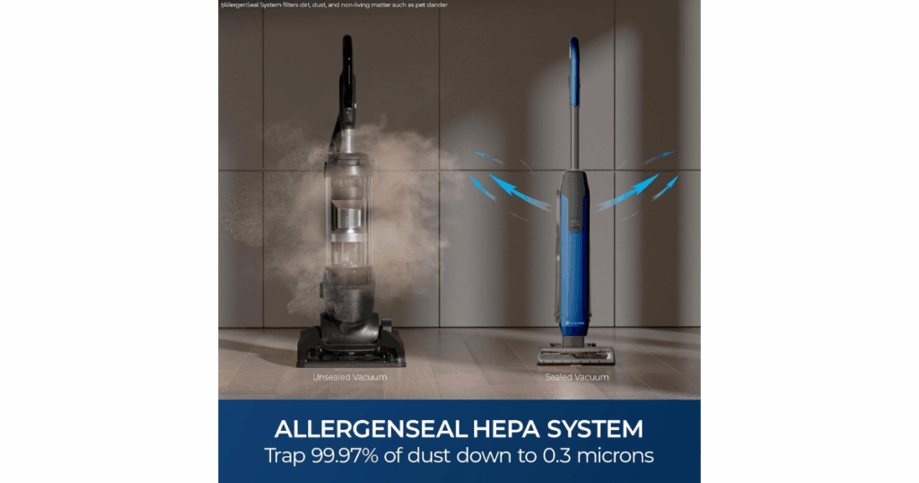 _Kenmore CU5001 Allergenseal HEPA | Vacuum Wars The vacuum uses Kenmore’s completely sealed AllergenSeal™ System with HEPA filtration to capture 99.97% of dust, allergens, and pet dander.