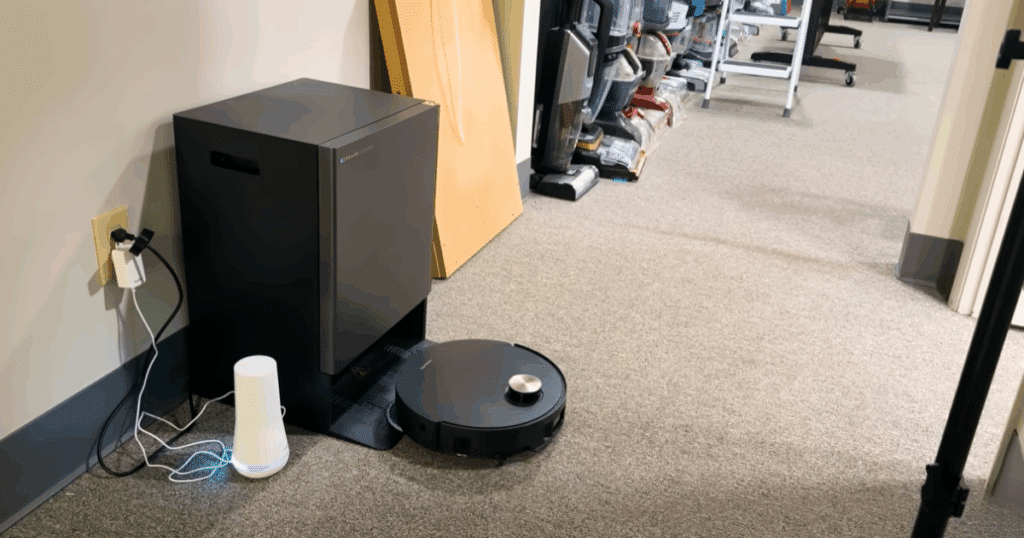 The Dreame Matrix10 robot vacuum mop in use in our studio.