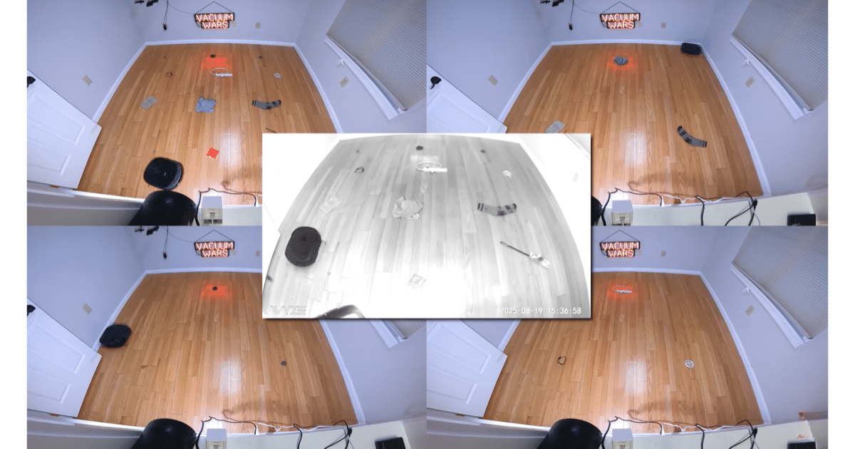 The Eufy Omni E25 undergoing obstacle avoidance tests in our studio.