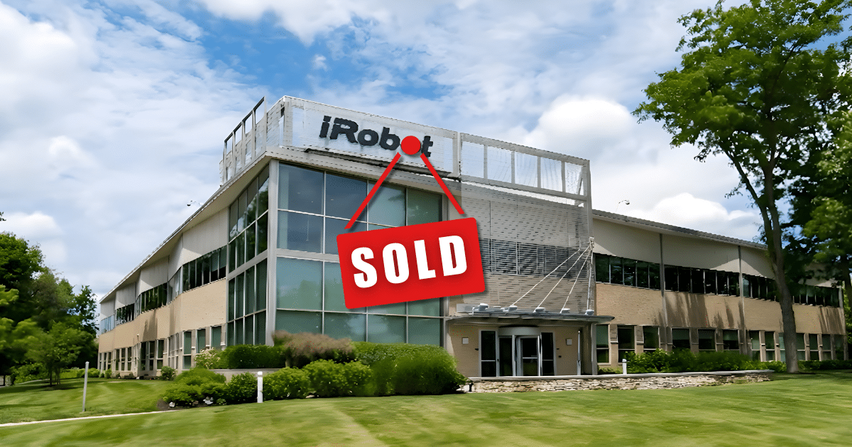 iRobot Headquarters with a red SOLD sign on the front