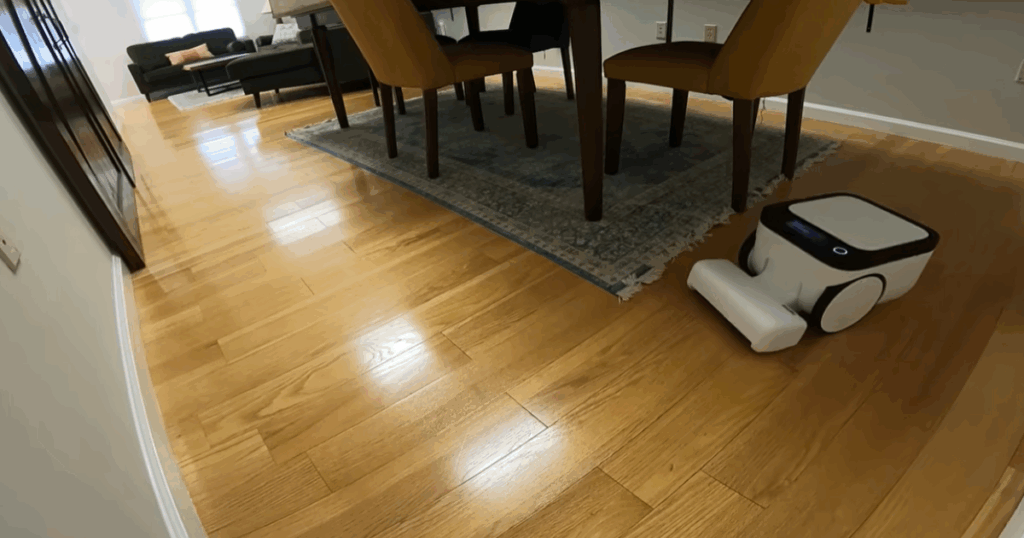Matic robot vacuum mopping | Vacuum Wars Matic robot vacuum navigating hardwood floors and avoiding a rug during a mopping run.