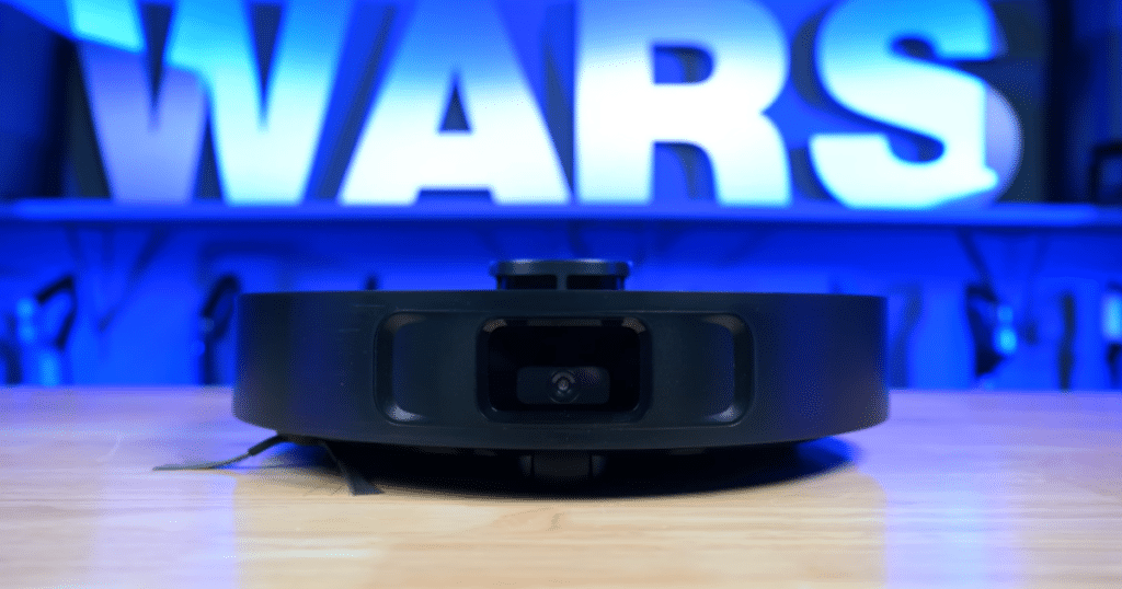 _Mova S10 robot vacuum and mop at Vacuum Wars | Vacuum Wars MOVA S10 robot vacuum and mop featuring a front-mounted camera, photographed in the Vacuum Wars studio.